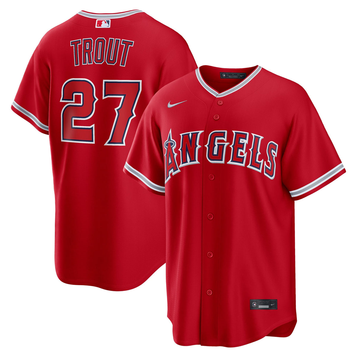 Men's Los Angeles Angels Mike Trout Nike Gray Road Replica Jersey