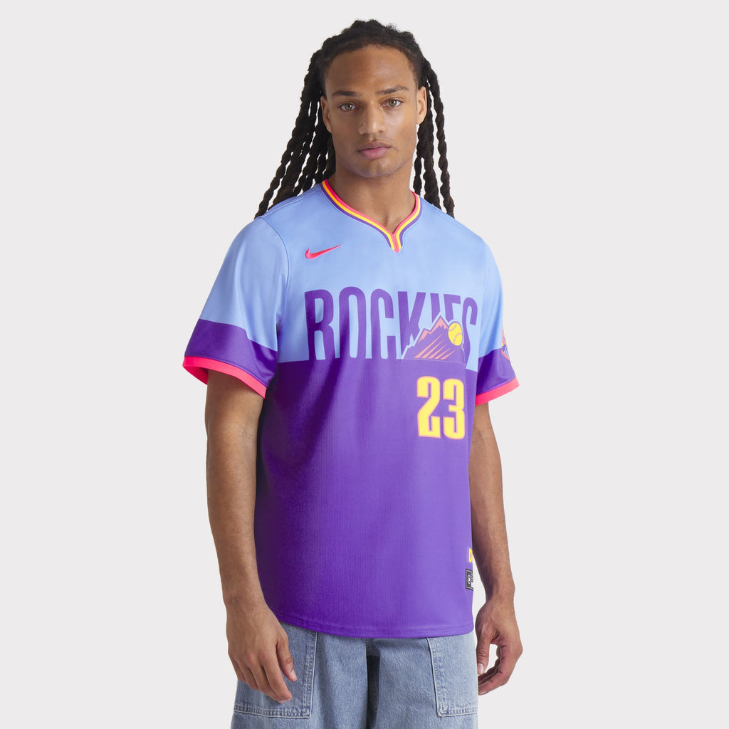 Men's Colorado Rockies Kris Bryant Nike Purple/Light Blue 2025 City Connect Limited Player Jersey