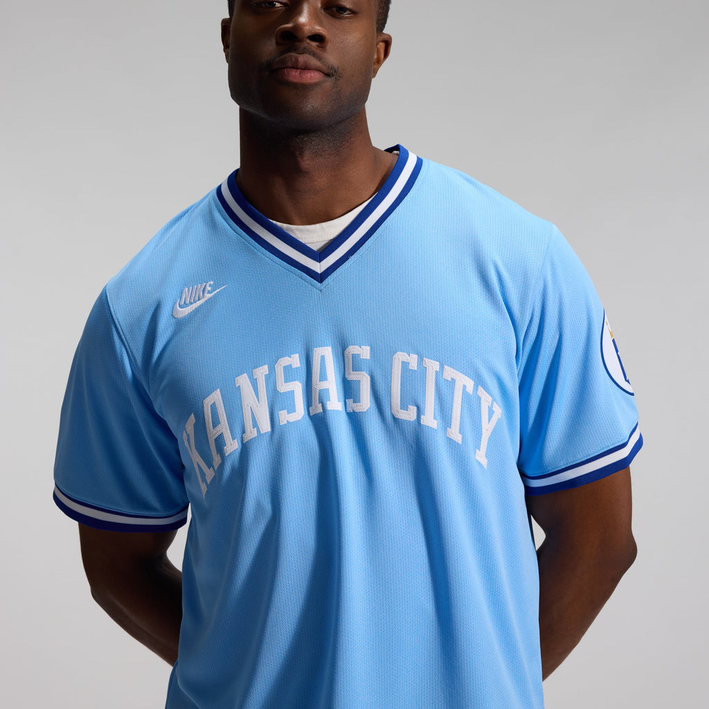 Men's Kansas City Royals Bo Jackson Nike Light Blue Throwback Cooperstown Collection Limited Jersey